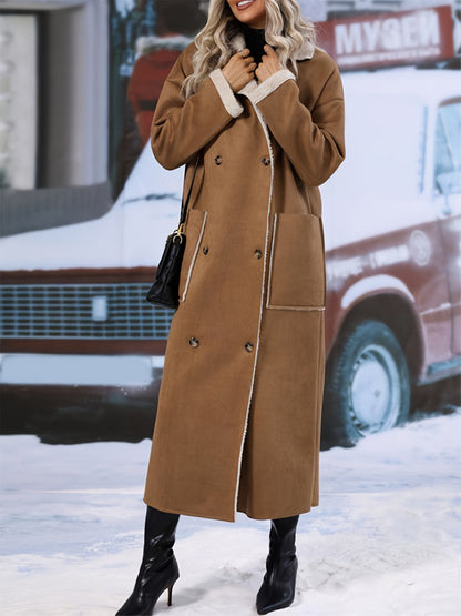 Plus Size Drop Shoulder Sherpa Longline Coat-Angel Casuals