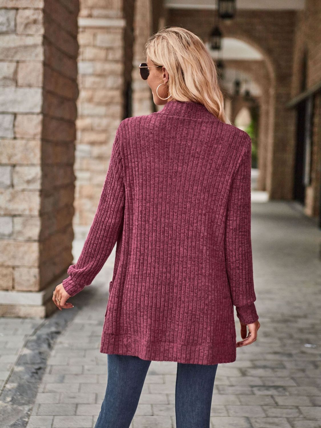 Open Front Cardigan with Pockets-Angel Casuals