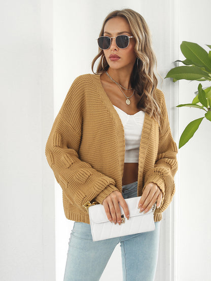 Open Front Ribbed Trim Cardigan-Angel Casuals