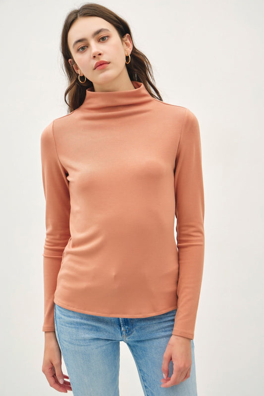 Be Cool Mock Neck Long Sleeve T-Shirt-Angel Casuals