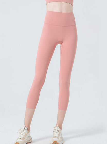 Wide Waistband Cropped Sports Leggings-Angel Casuals