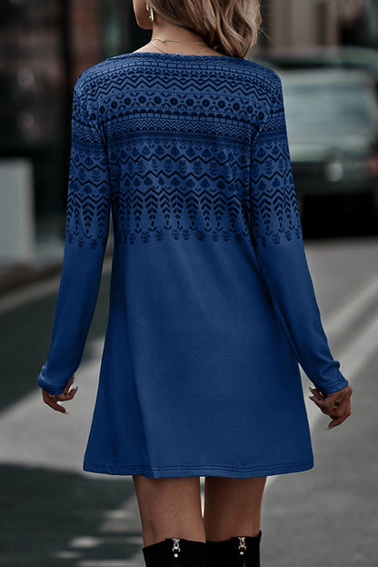 Printed Round Neck Long Sleeve T-Shirt-Angel Casuals