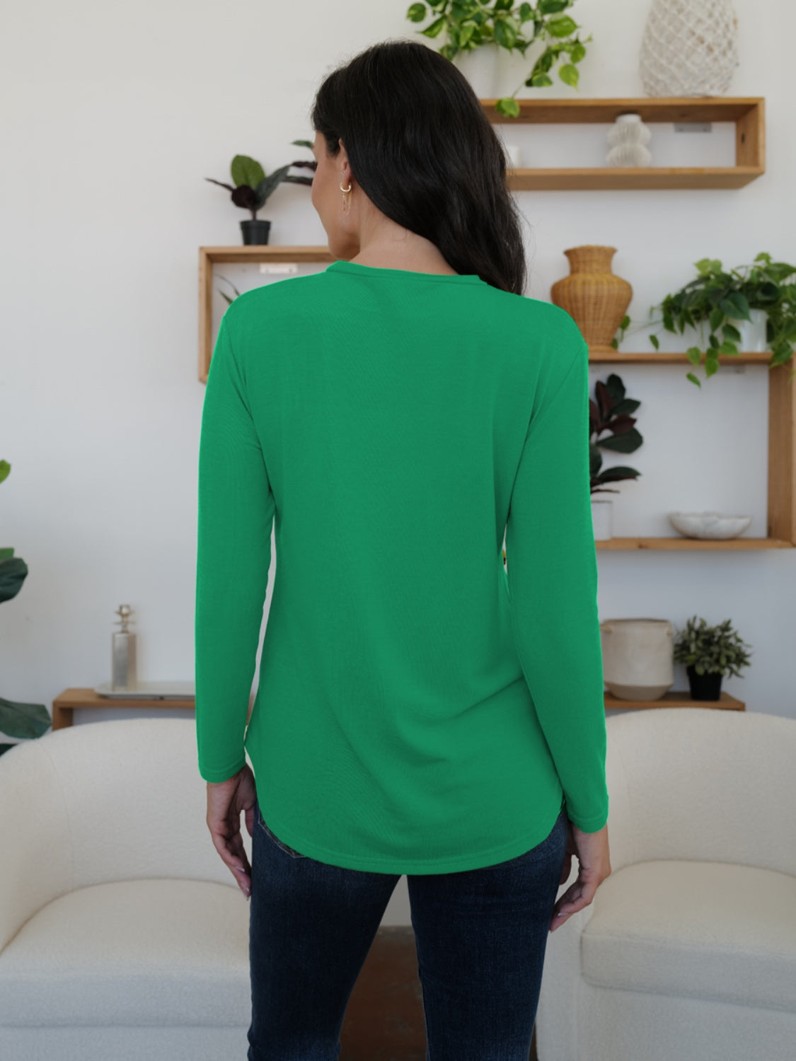 FAM-FAM Round Neck Long Sleeve T-Shirt-Angel Casuals