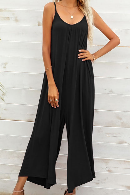 Spaghetti Strap Scoop Neck Jumpsuit-Angel Casuals