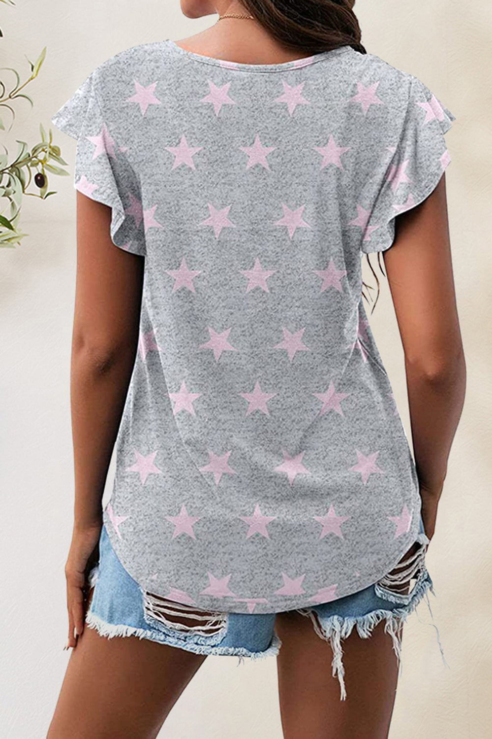 Printed Round Neck Short Sleeve T-Shirt-Angel Casuals