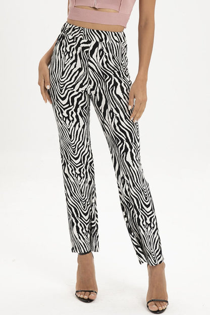 Zebra Print Straight Leg Pants-Angel Casuals