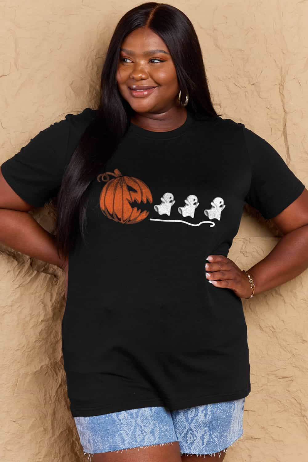 Simply Love Full Size Jack-O'-Lantern Graphic Cotton T-Shirt-Angel Casuals