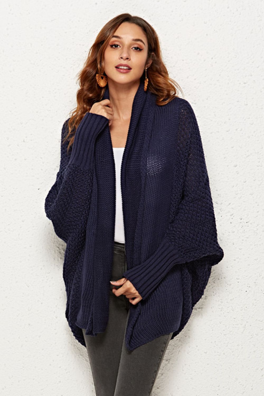 Open Front Dolman Sleeve Longline Cardigan-Angel Casuals