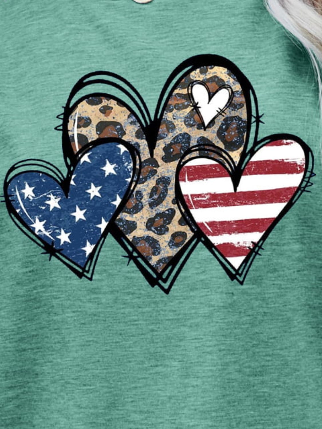 US Flag Leopard Heart Graphic Tee-Angel Casuals