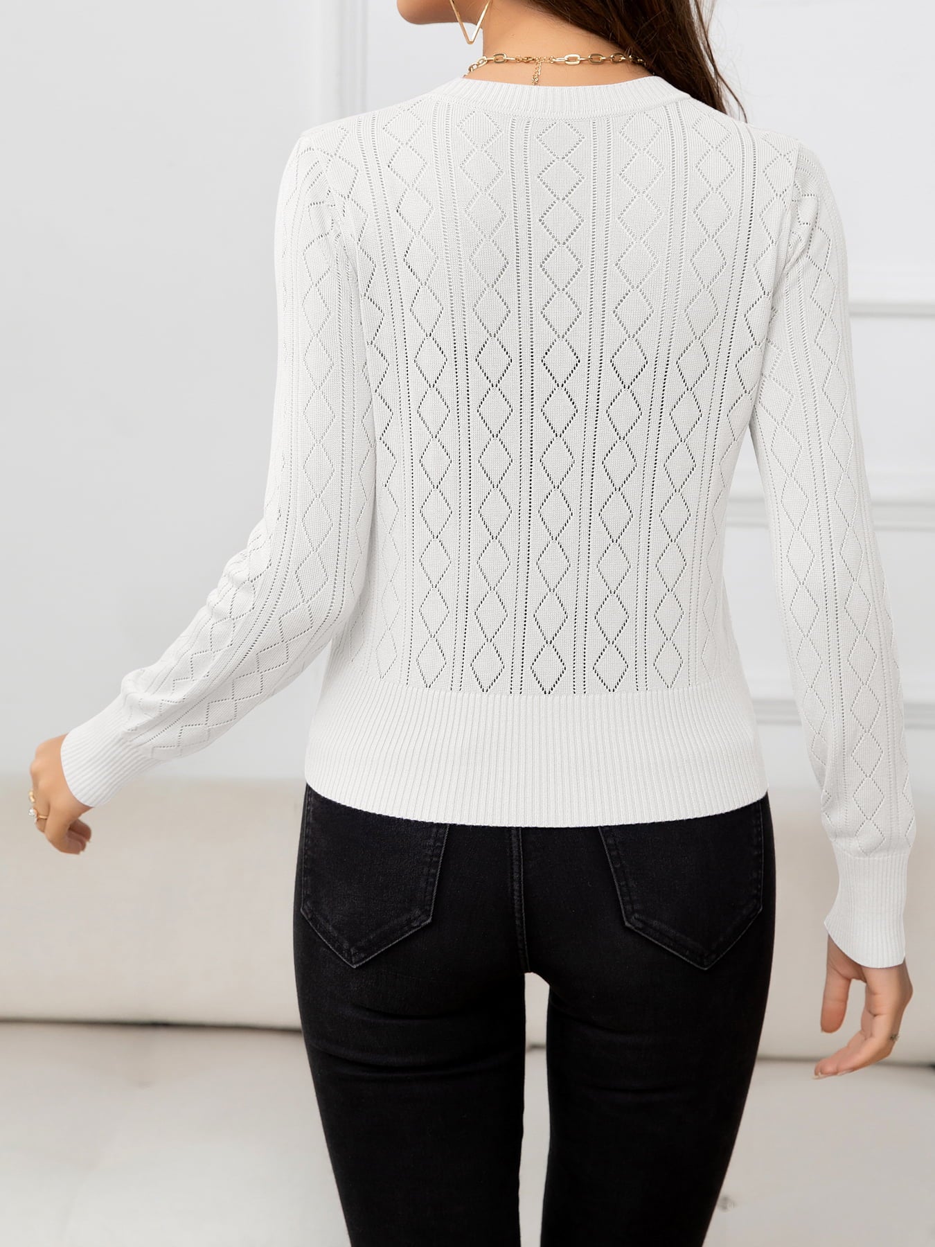 V-Neck Buttoned Long Sleeve Knit Top-Angel Casuals