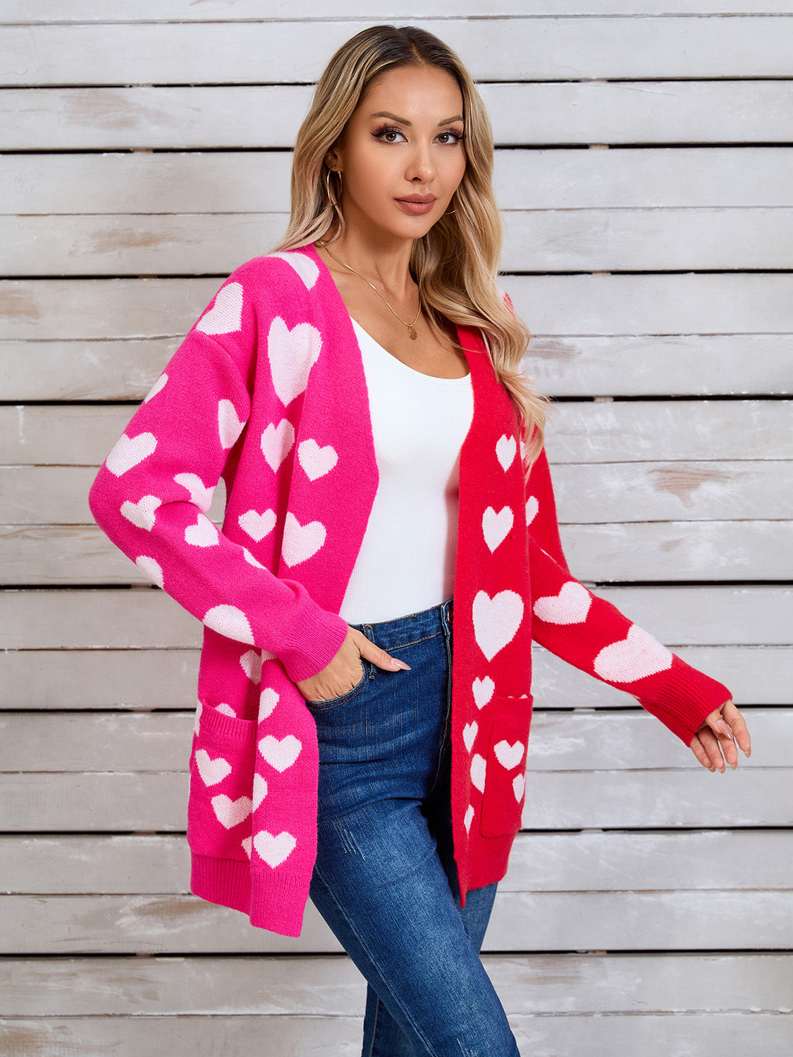 Angel Wings Heart Open Front Long Sleeve Cardigan-Angel Casuals