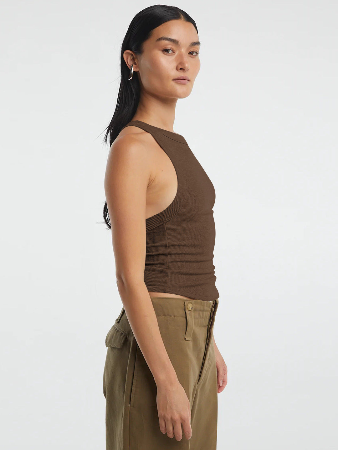 Halter Neck Ribbed Cropped Top-Angel Casuals