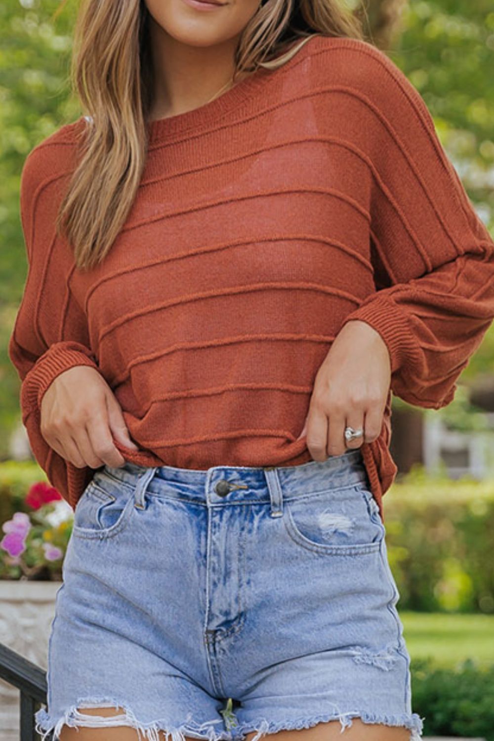 Round Neck Long Sleeve Knit Top-Angel Casuals