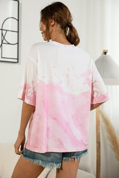 Tie-Dye Round Neck Tee Shirt-Angel Casuals