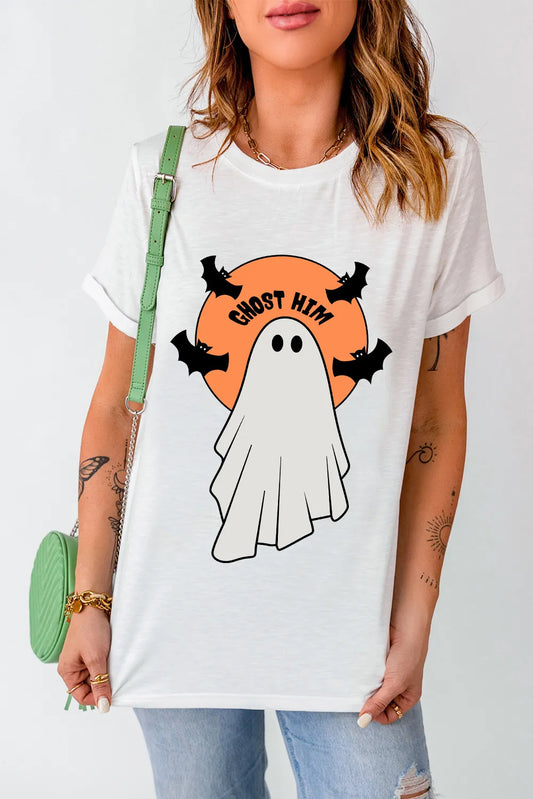 Full Size Ghost Round Neck Short Sleeve T-Shirt-Angel Casuals