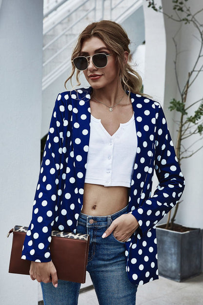 Polka Dot Long Sleeve Blazer-Angel Casuals