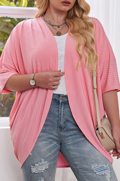 Plus Size Ribbed Cocoon Cover Up-Angel Casuals