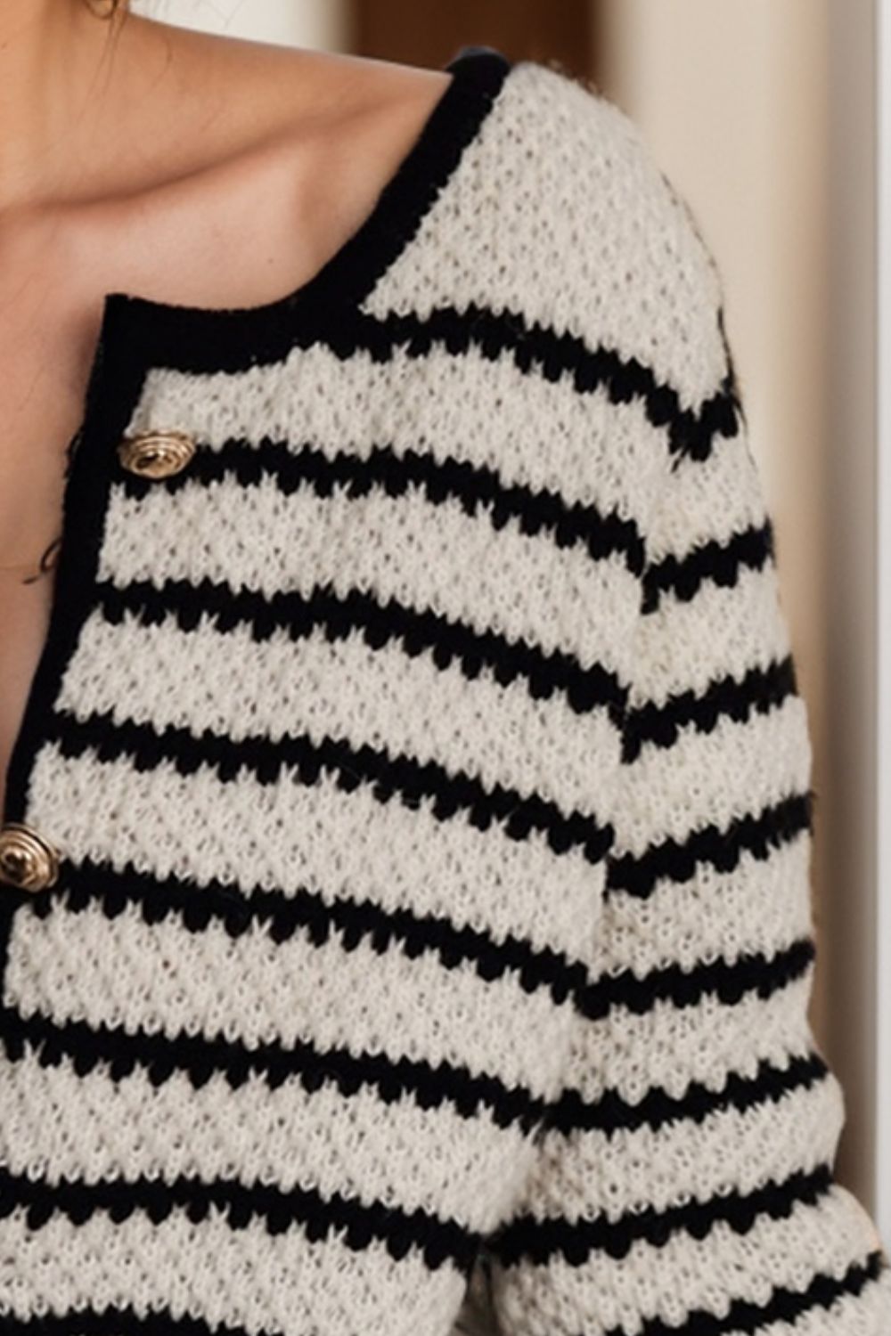 Striped Button Up Long Sleeve Cardigan-Angel Casuals