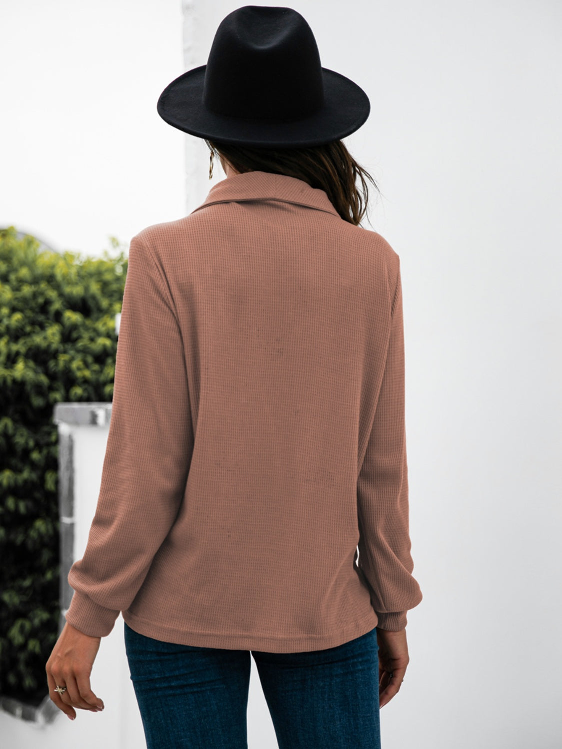 Half Button Long Sleeve T-Shirt-Angel Casuals