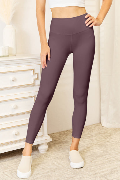 Double Take Wide Waistband Sports Leggings-Angel Casuals