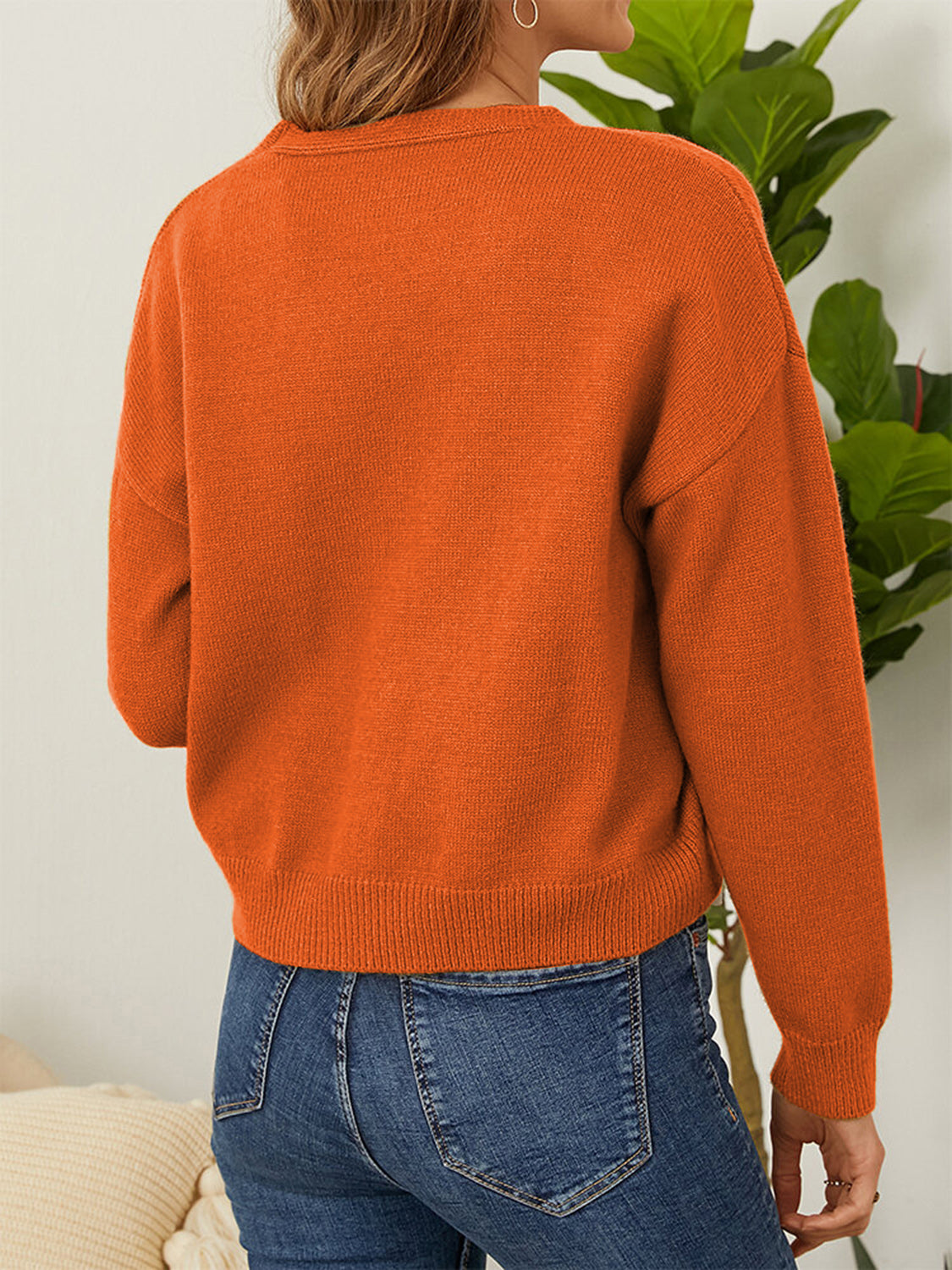 Flower Button Front Dropped Shoulder Cardigan-Angel Casuals