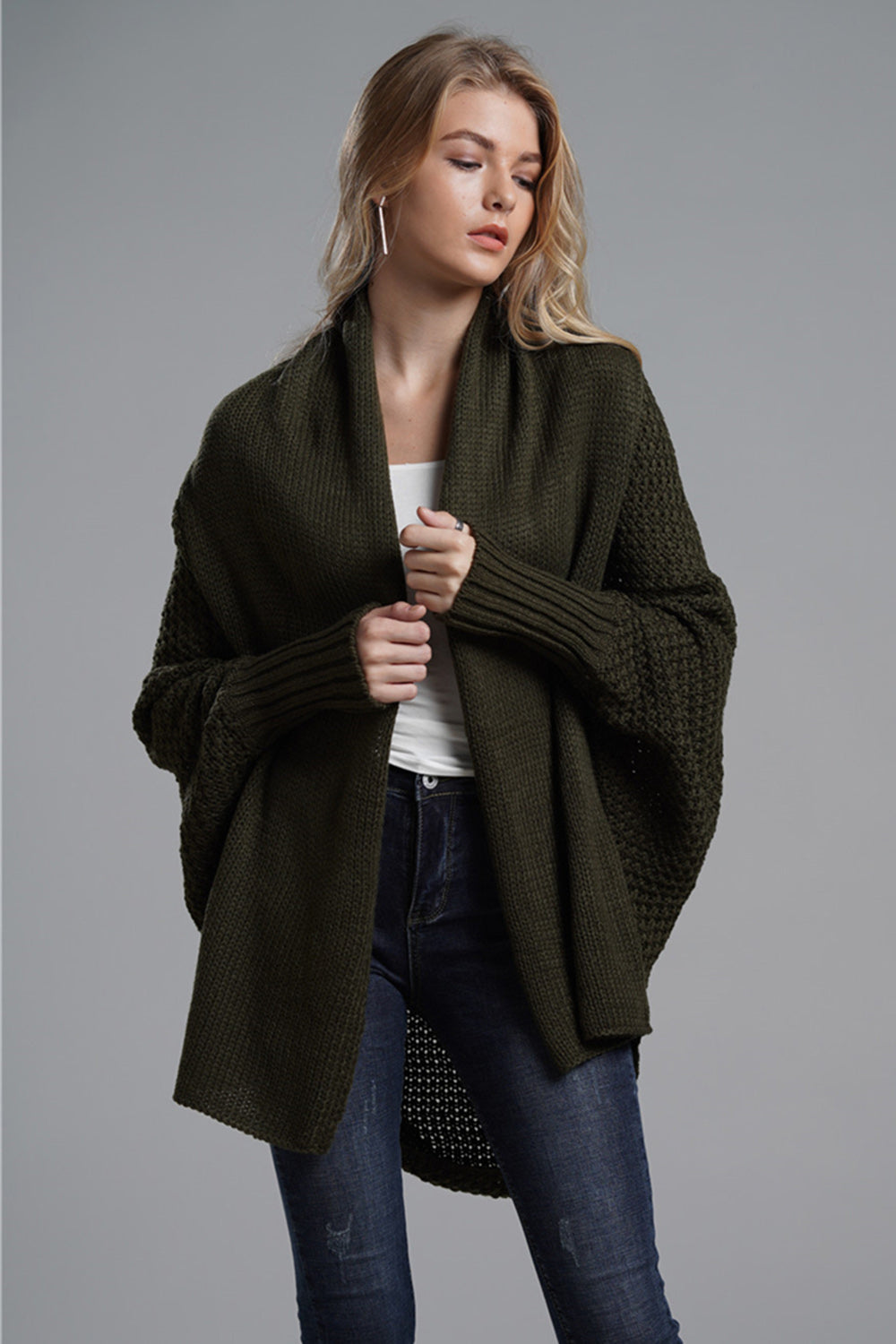 Open Front Batwing Sleeve Cardigan-Angel Casuals