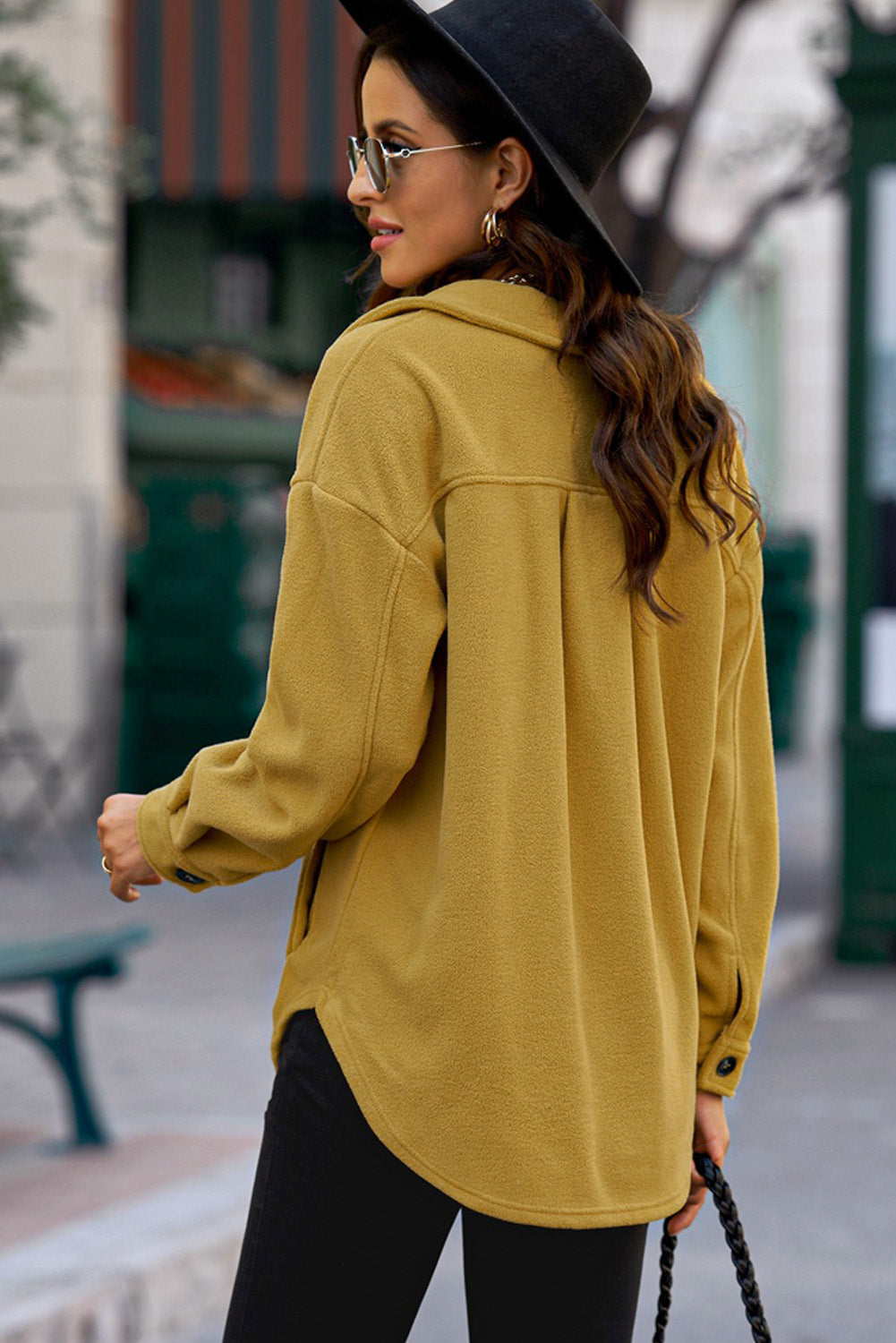 Button Up Collared Neck Long Sleeve Jacket-Angel Casuals