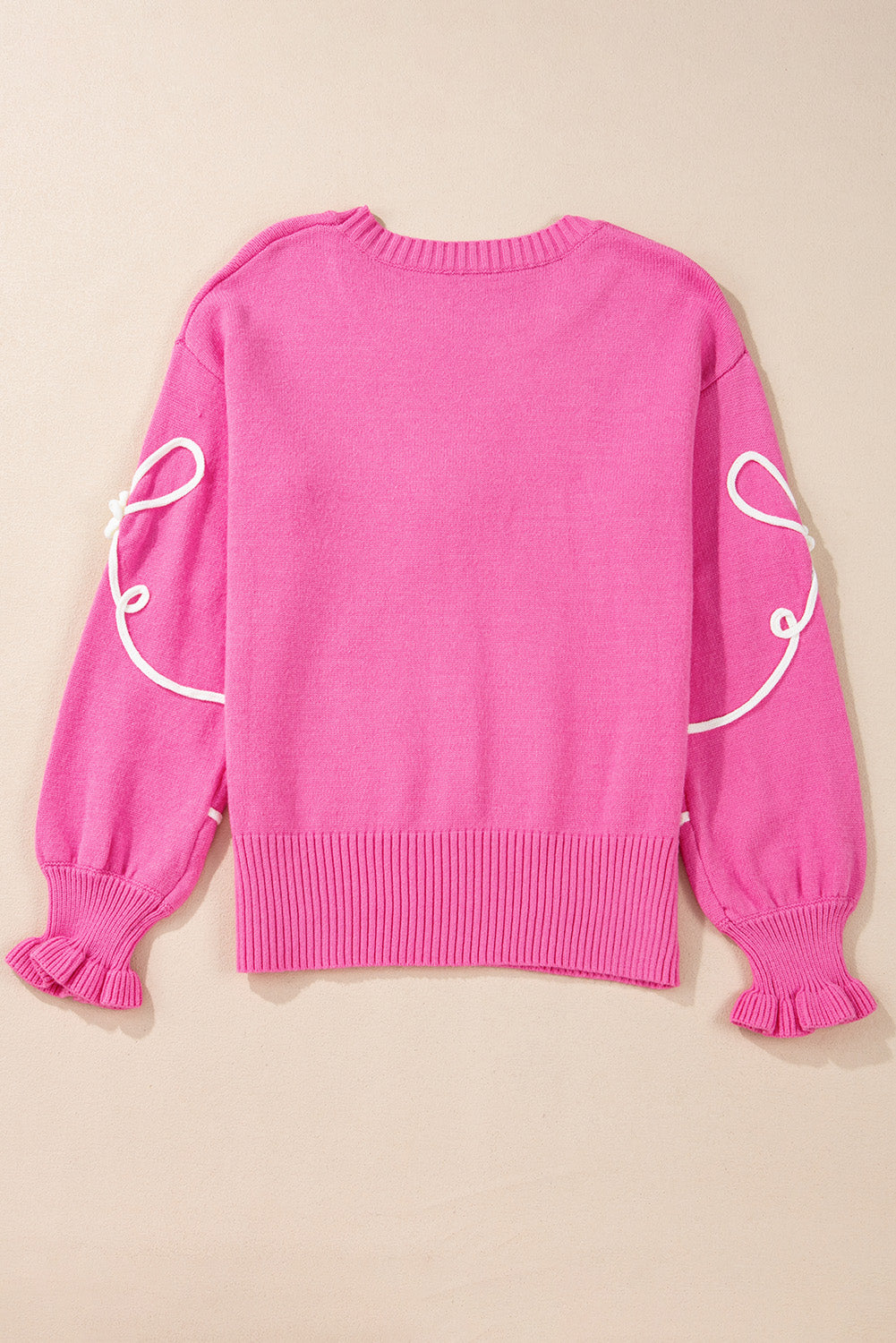 Bow Round Neck Dropped Shoulder Sweater-Angel Casuals