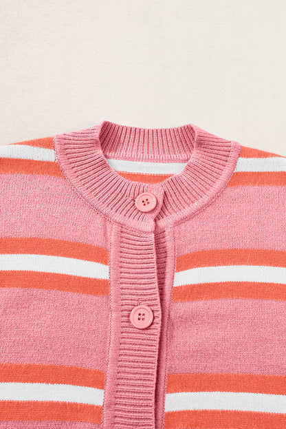 Striped Button Down Long Sleeve Cardigan-Angel Casuals