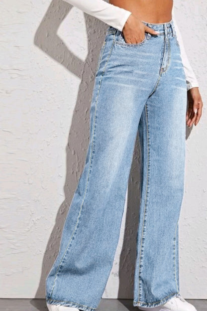 High Waist Wide Leg Jeans-Angel Casuals