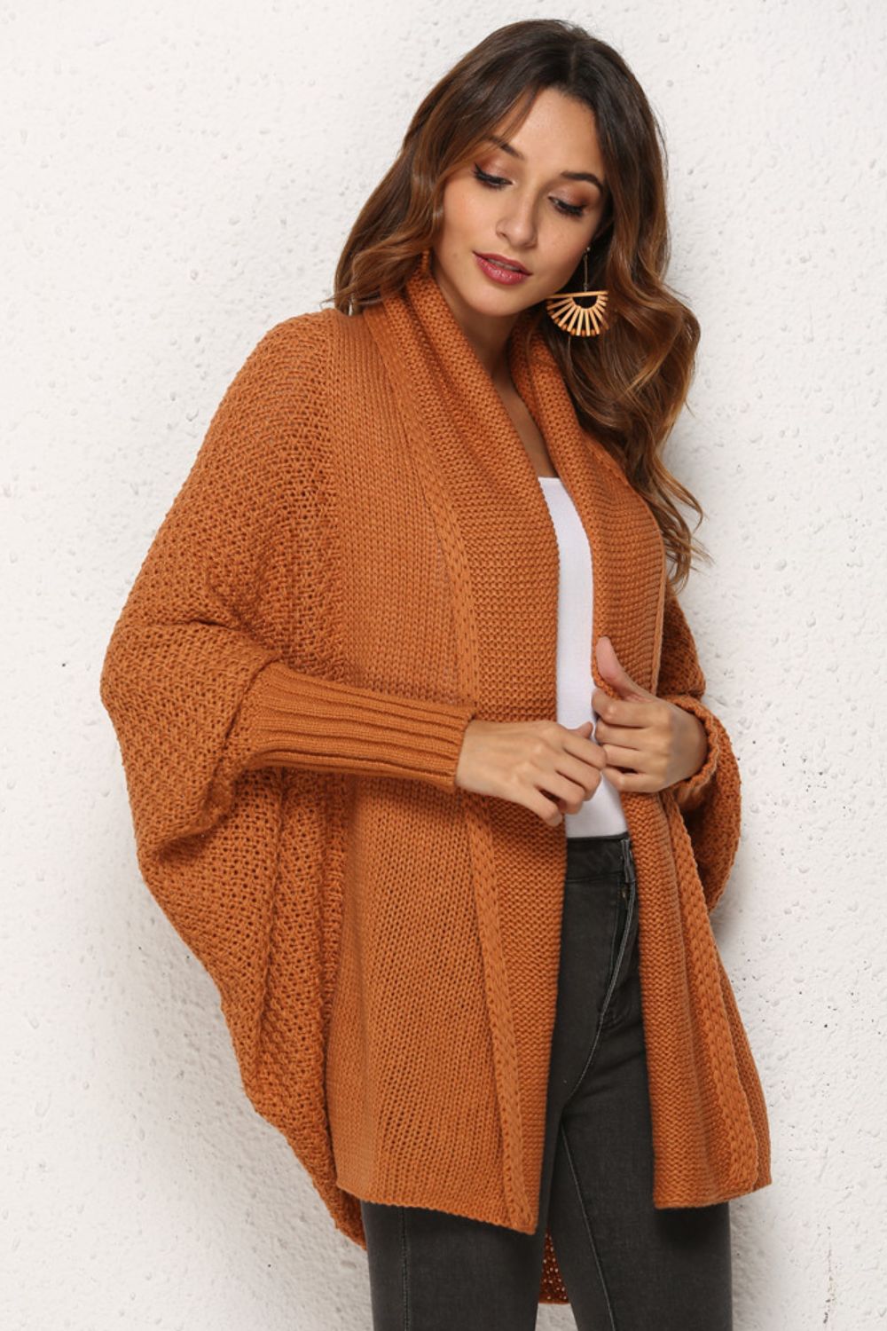 Open Front Dolman Sleeve Longline Cardigan-Angel Casuals