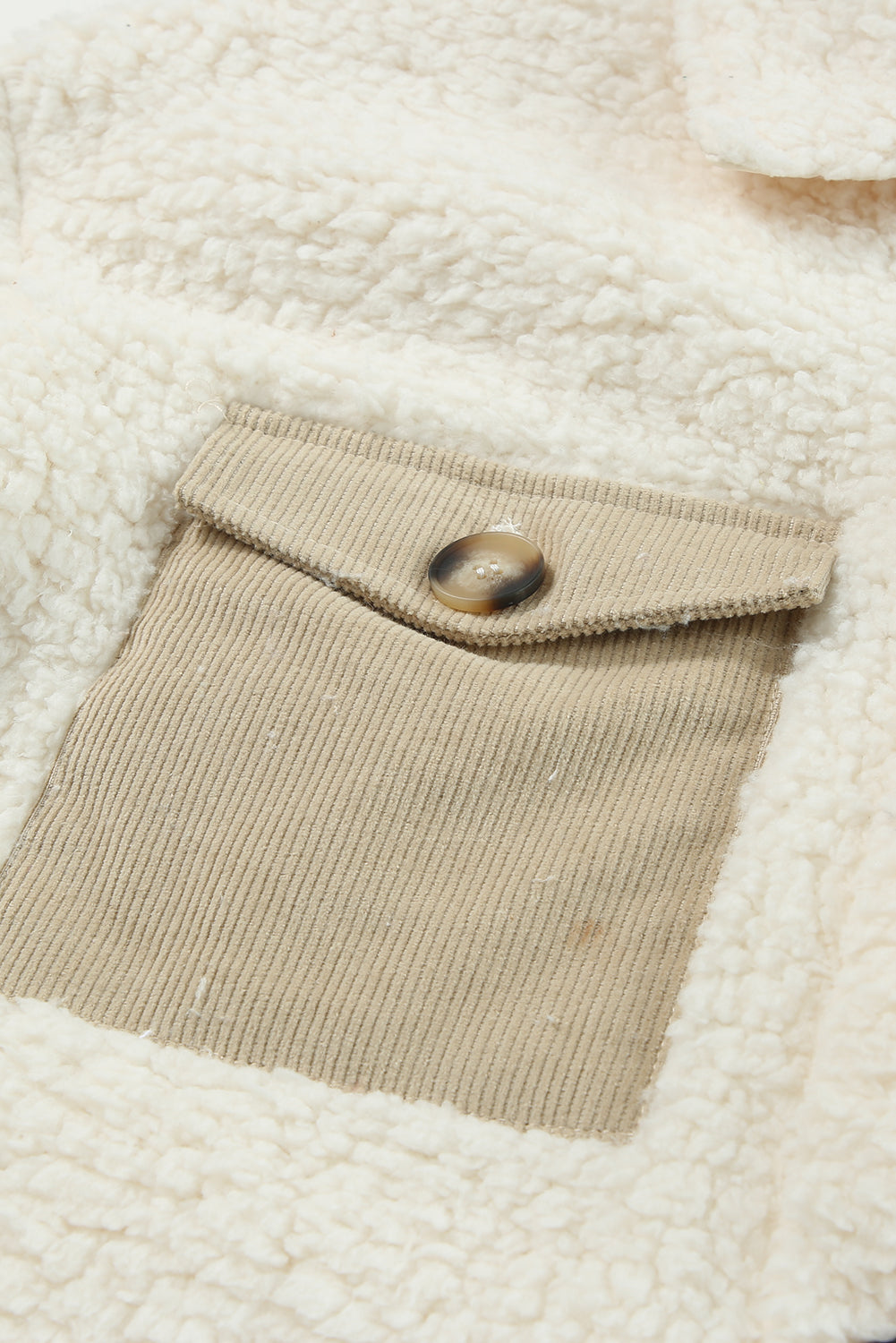 Collared Neck Long Sleeve Longline Teddy Jacket-Angel Casuals