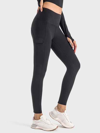 Wide Waistband Sports Leggings-Angel Casuals