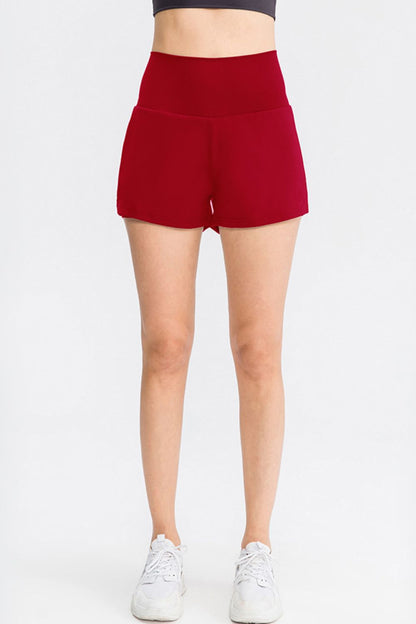 Wide Waistband Sports Shorts with Pockets-Angel Casuals