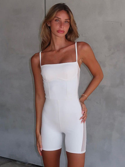 Square Neck Spaghetti Strap Romper-Angel Casuals