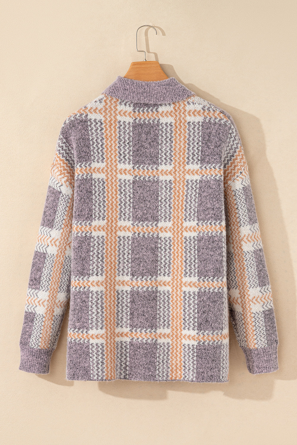 Plaid Button Up Collared Neck Cardigan-Angel Casuals