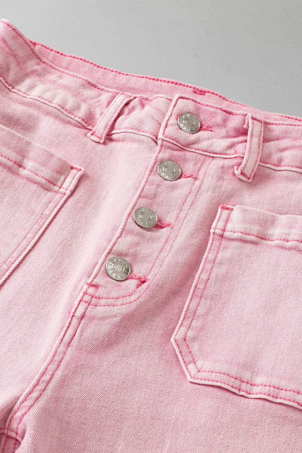 Raw Hem Button-Fly Jeans with Pockets-Angel Casuals