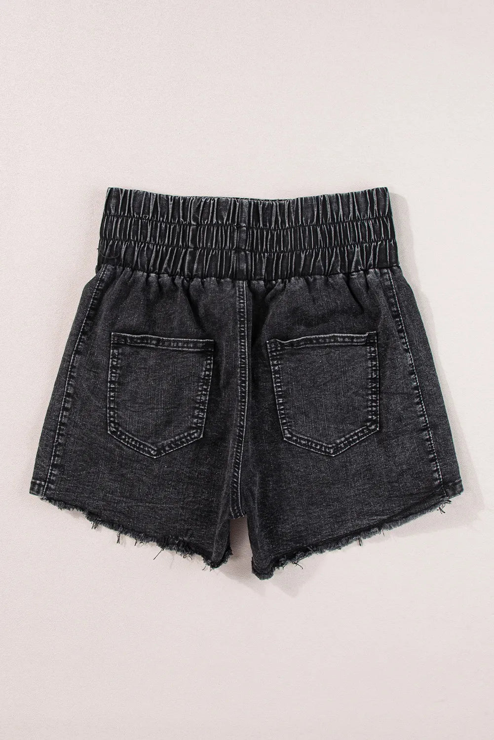 High Waist Raw Hem Denim Shorts-Angel Casuals