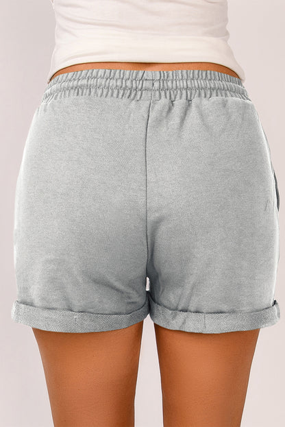 Drawstring Waist Cuffed Shorts-Angel Casuals