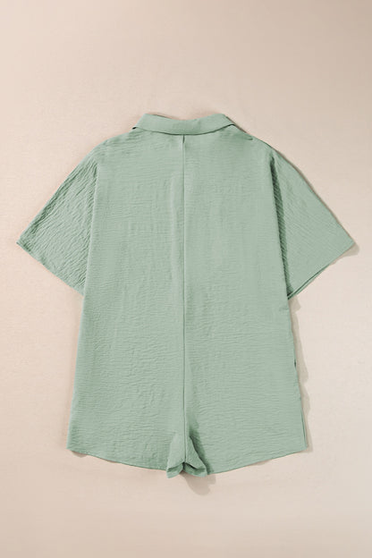 Half Button Short Sleeve Romper-Angel Casuals