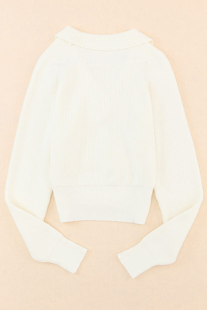 Ribbed Surplice Long Sleeve Sweater-Angel Casuals