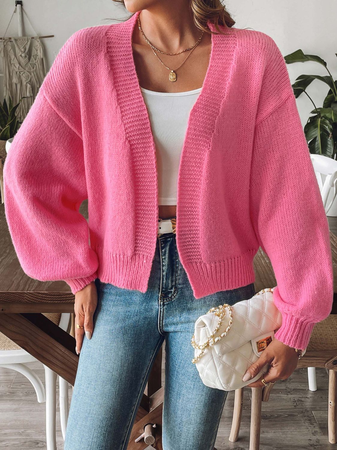 Open Front Long Sleeve Cardigan-Angel Casuals