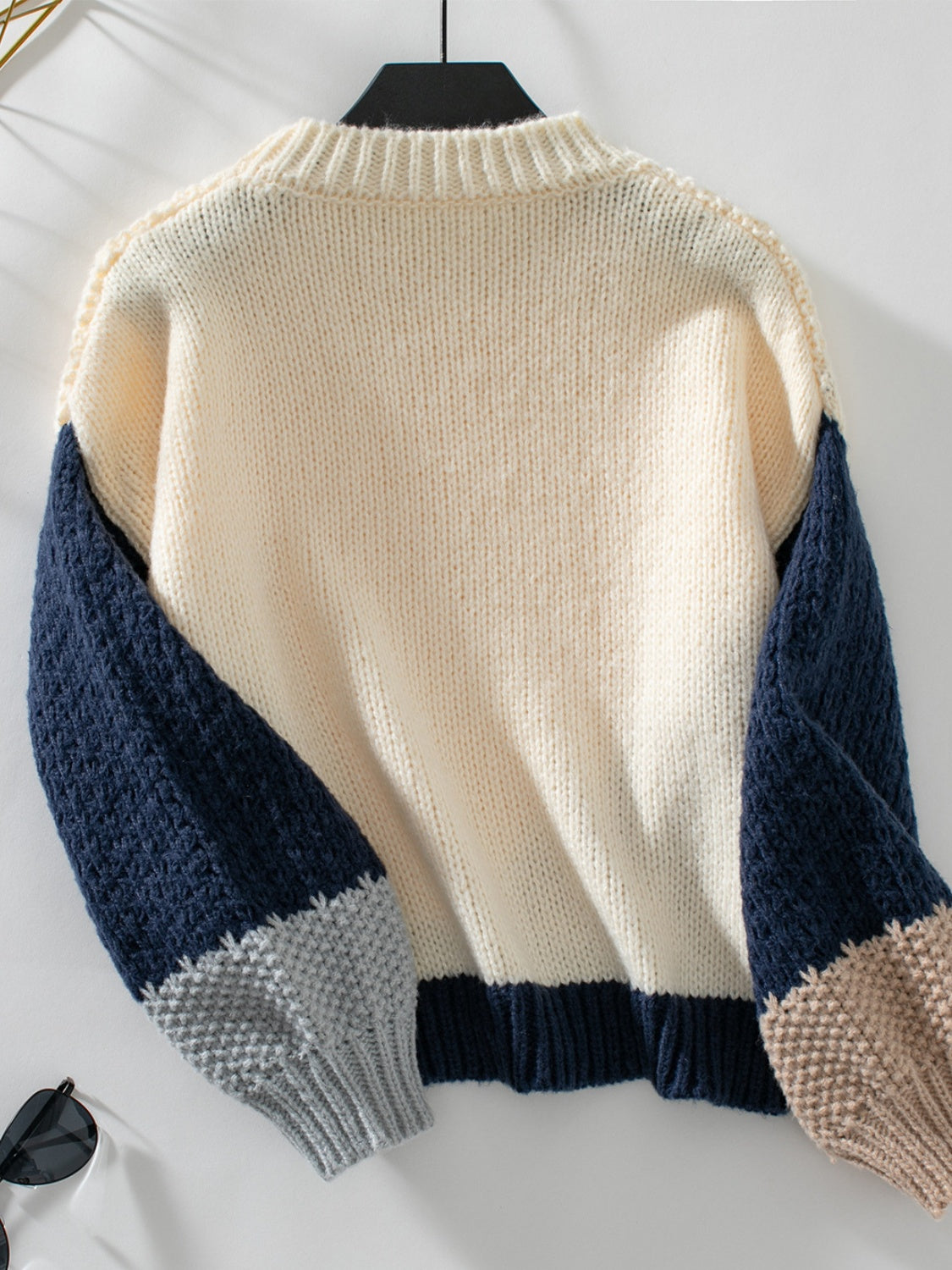 Color Block Round Neck Dropped Shoulder Sweater-Angel Casuals