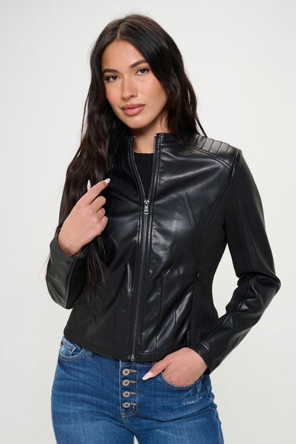 Coalition LA Zip Up Vegan Moto Jacket-Angel Casuals