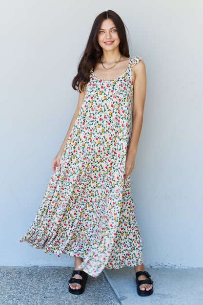 Doublju In The Garden Ruffle Floral Maxi Dress in Natural Rose-Angel Casuals