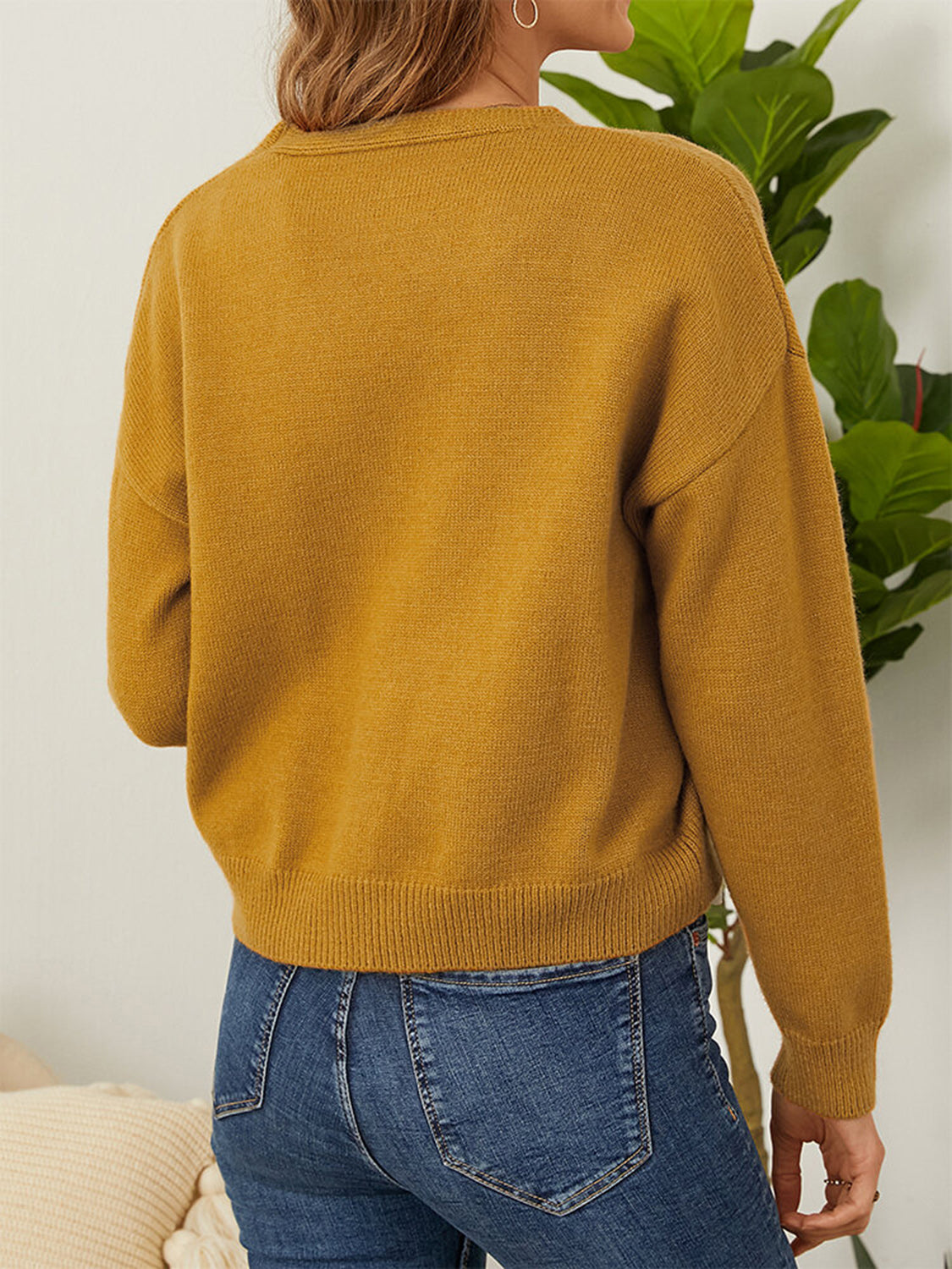 Flower Button Front Dropped Shoulder Cardigan-Angel Casuals