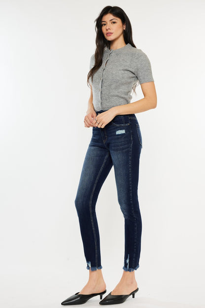 Kancan Full Size Cat's Whiskers Raw Hem High Waist Jeans-Angel Casuals