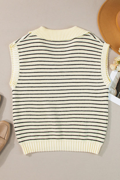 Striped Collared Neck Tank-Angel Casuals