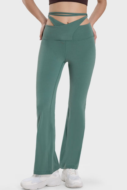 Tied Mid-Rise Waist Active Pants-Angel Casuals