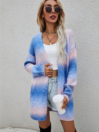 Angel Wings Full Size Gradient Open Front Cardigan-Angel Casuals